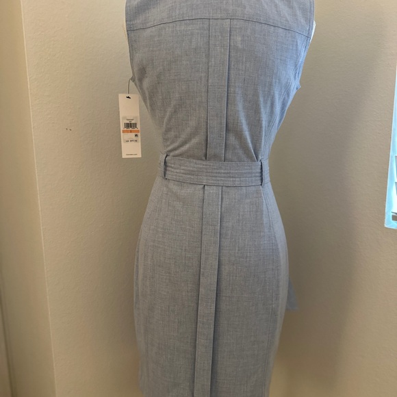 Calvin Klein Light Blue Belted Midi Dress - Picture 2 of 4